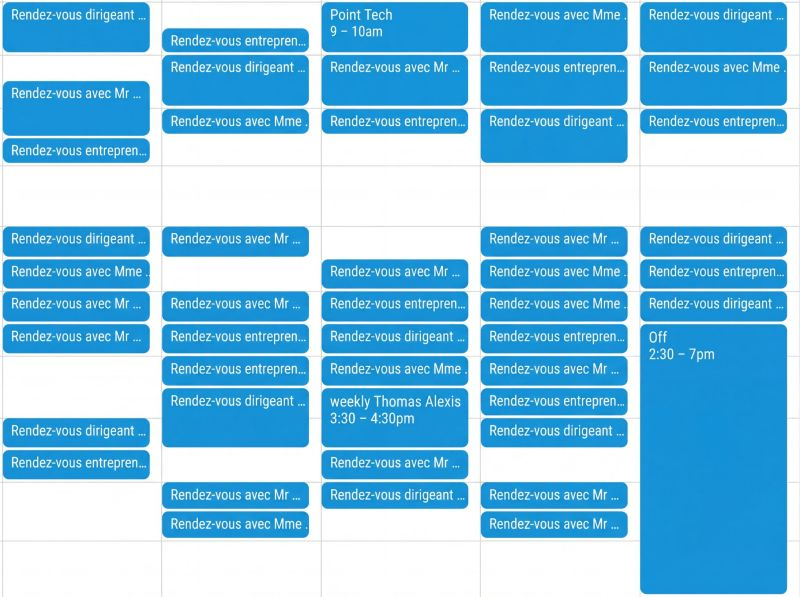 Calendar packed with meetings