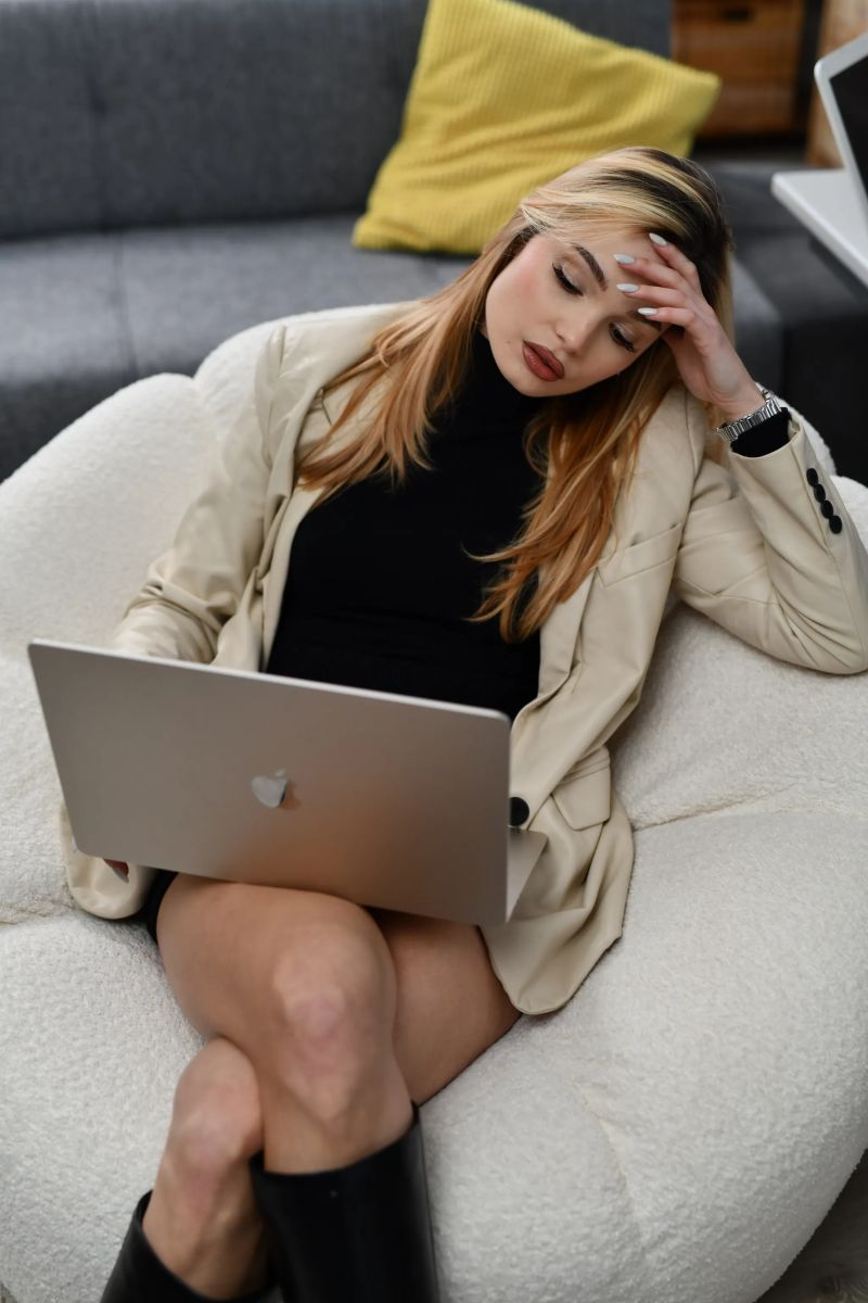 Marina working on laptop